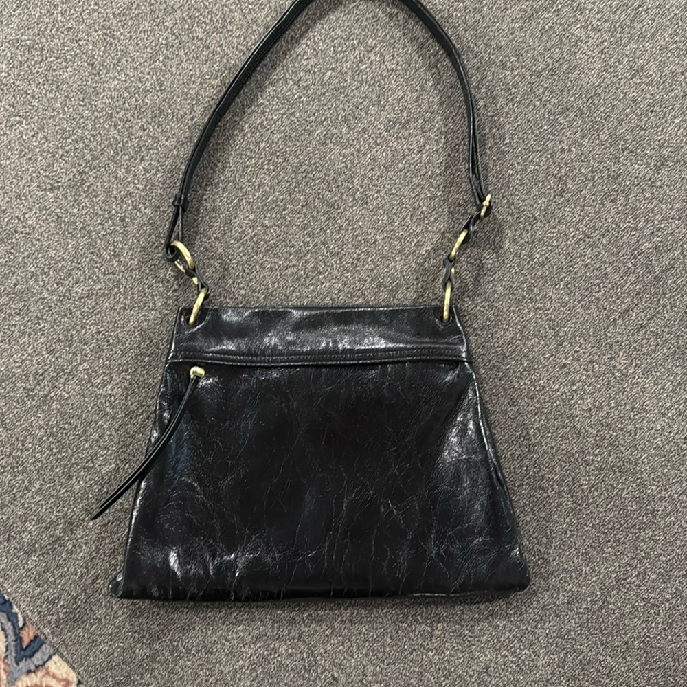 HOBO Black Leather Crossbody Bag with Gold Hardware